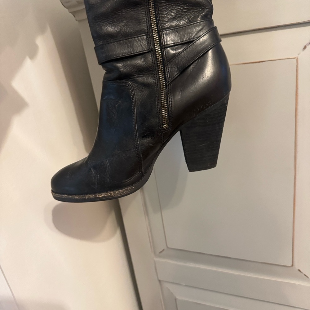 Frye Black Leather Heeled Boots